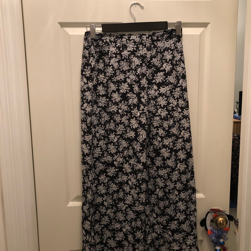 Black and white floral pants